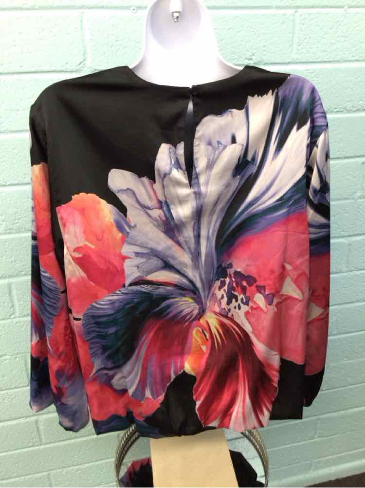 Chico's Size 1.50 (10) Black & Pink Blouse