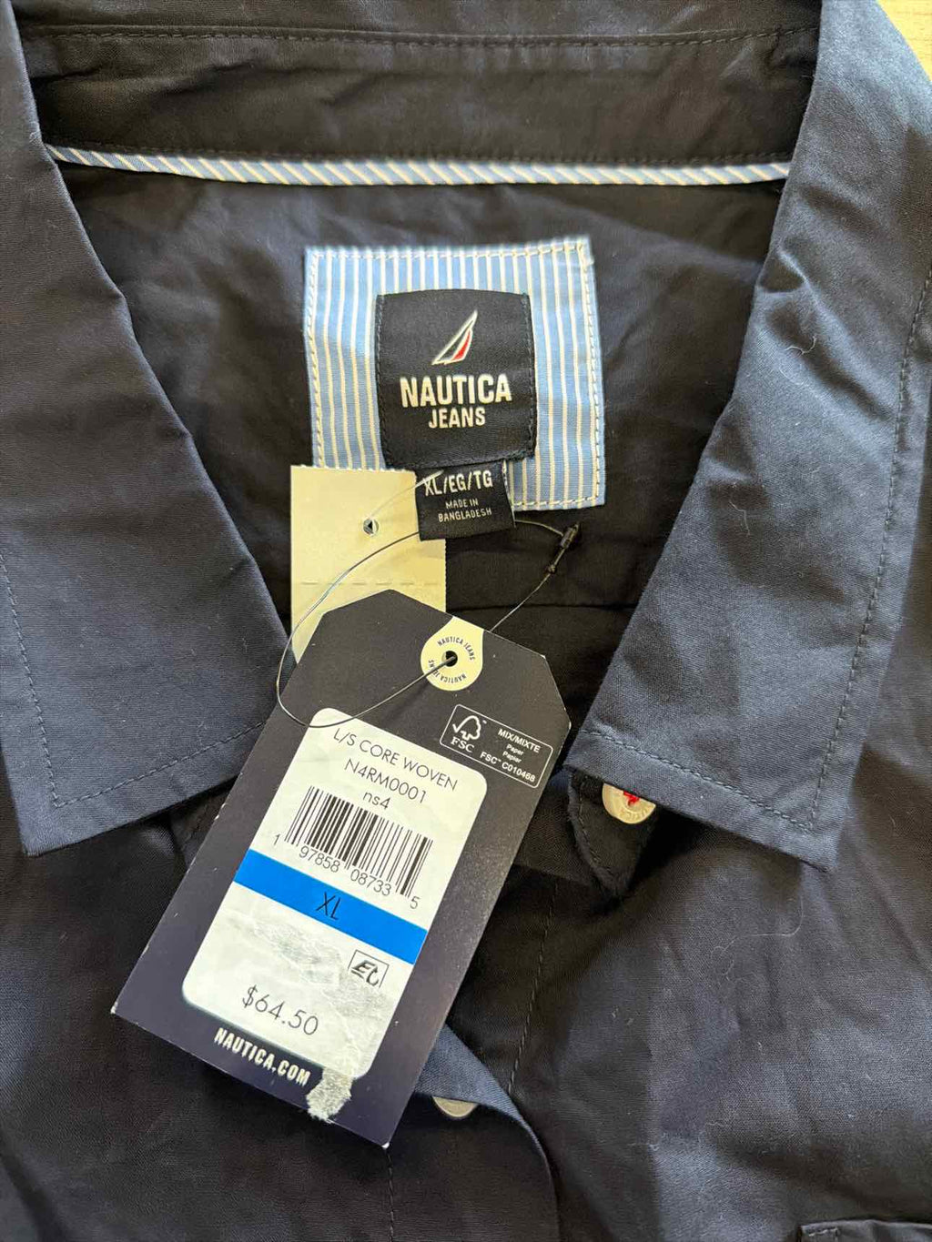 Nautica Size XL Navy Preloved Button Down SS