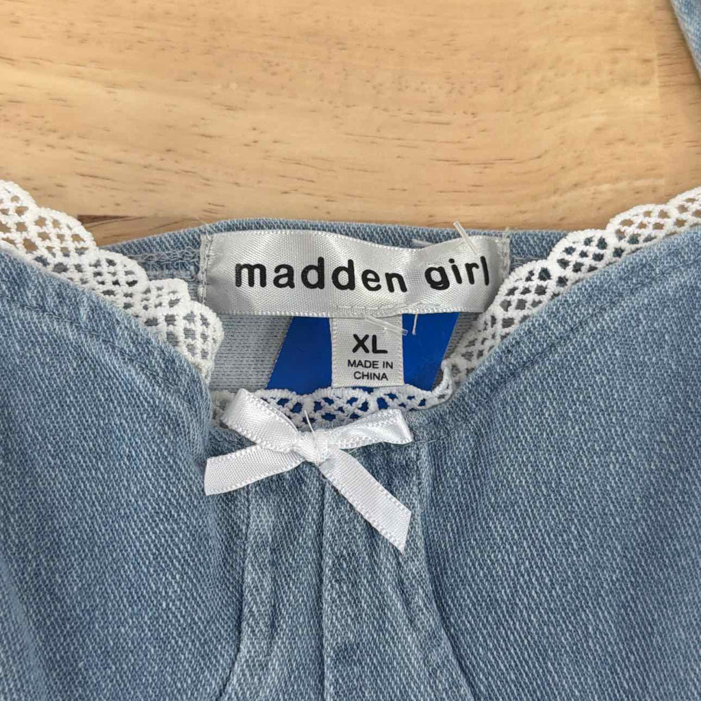 Madden Girl Size XL Denim Corset Top - Light Wash Denim