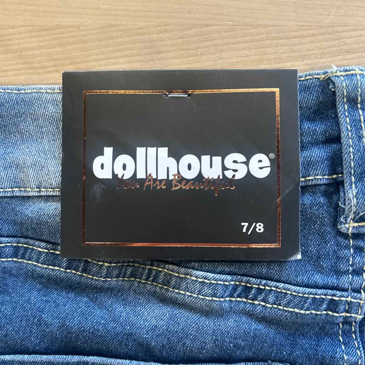 Dollhouse Juniors' Frayed High Rise Denim Bermuda Shorts - Canary Island - 7