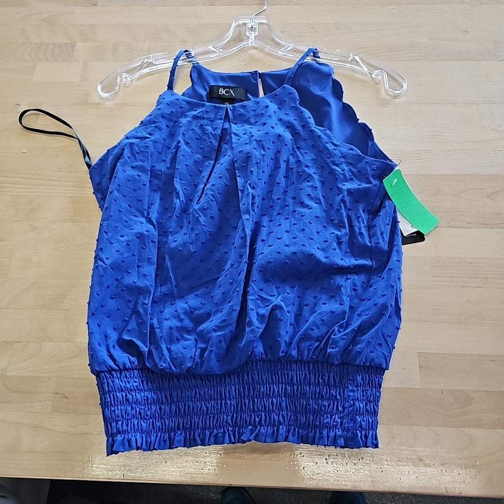 Bcx Juniors' Clip-Dot Smocked-Hem Sleeveless Top - Cobalt Blue