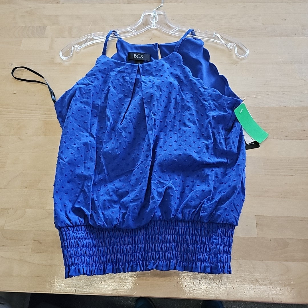 Bcx Juniors' Clip-Dot Smocked-Hem Sleeveless Top - Cobalt Blue