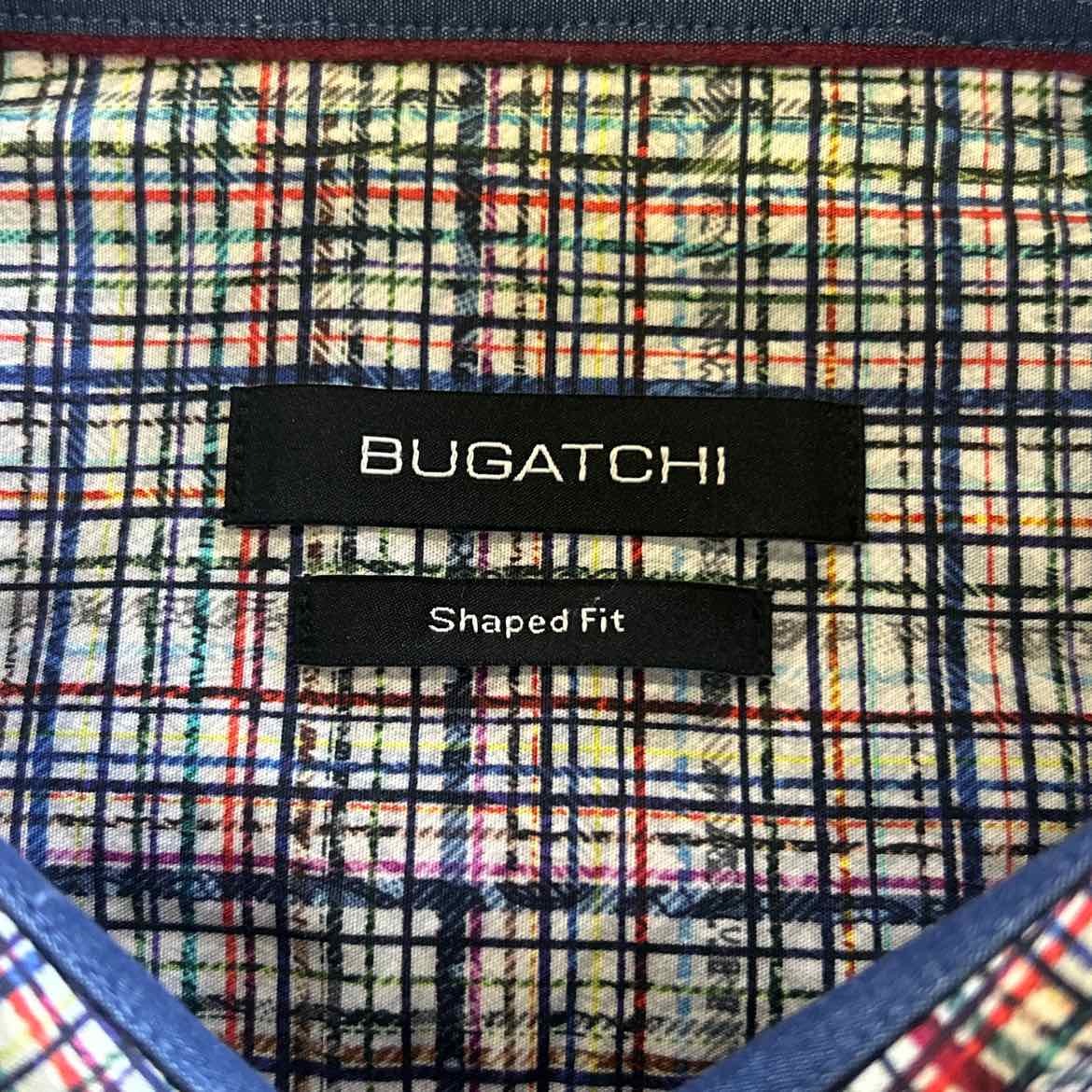 Bugatchi Size M Blue Red MENS Button Down Shirt