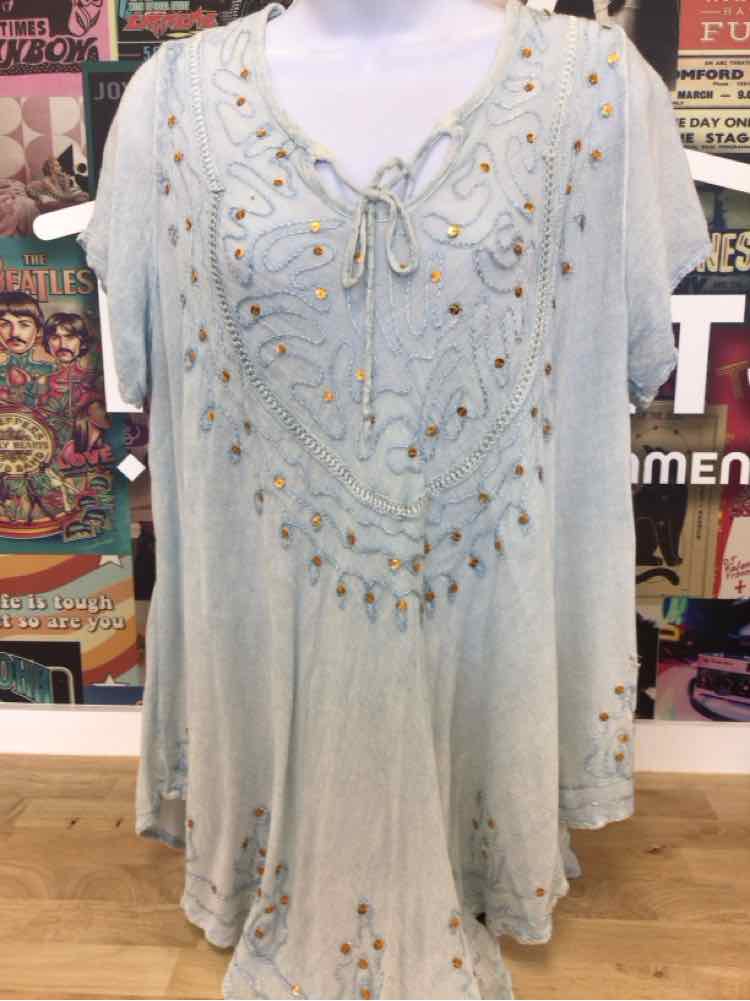 California Woman Size Free size Blue Preloved Blouse LS