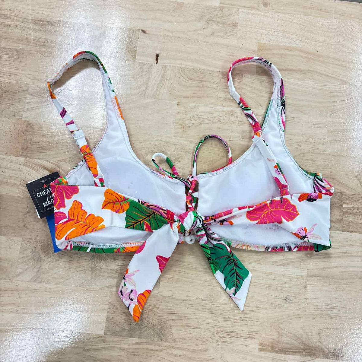 Bar III Size S Bermuda Babe Lace-up Bikini Top