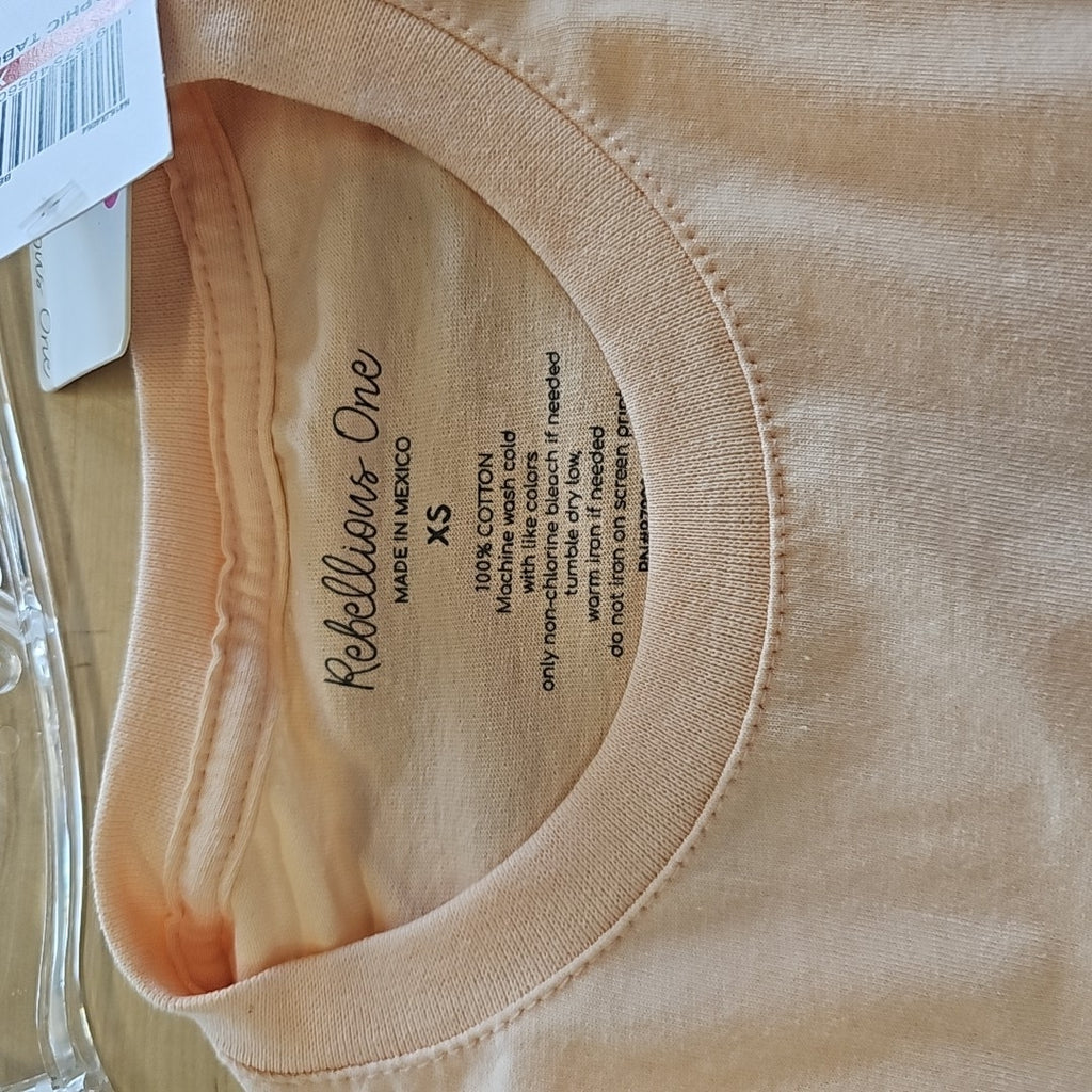 Rebellious One Size XS Peach New T-Shirt SS