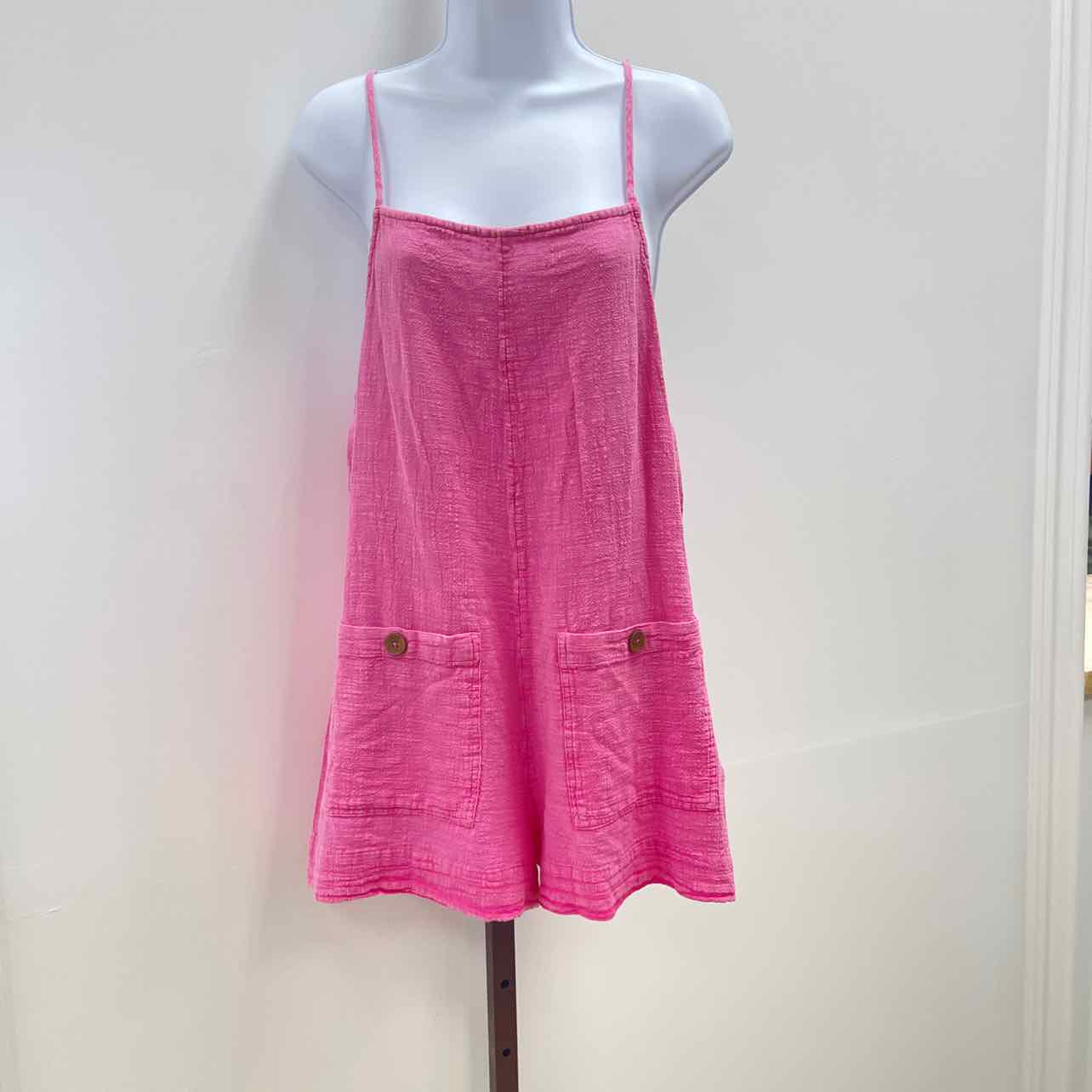 Rip Curl Size S Classic Surf Cotton Sleeveless Romper - Hot Pink