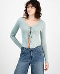 ultra flirt Size L Long-Sleeve Tie-Front Cardigan