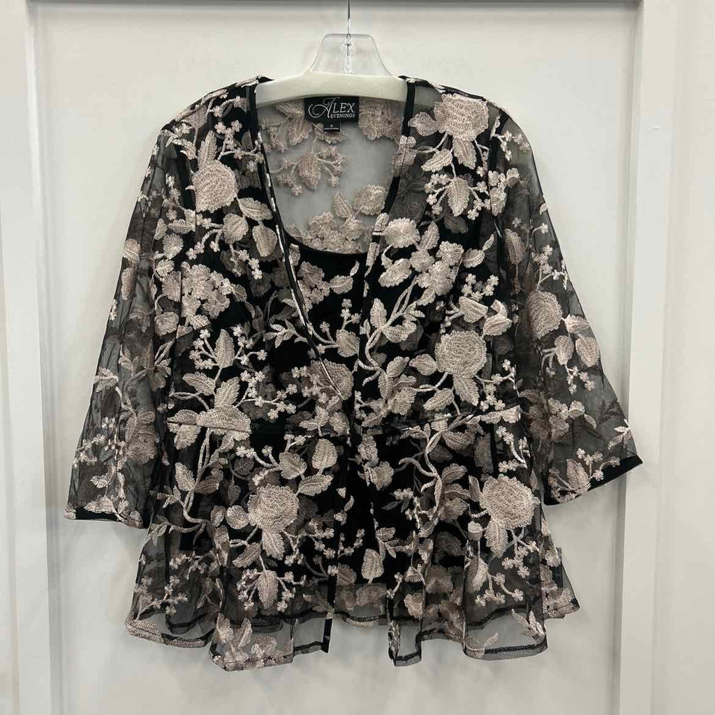 Alex Evenings Women's Printed Tulle Jacket & Top Set