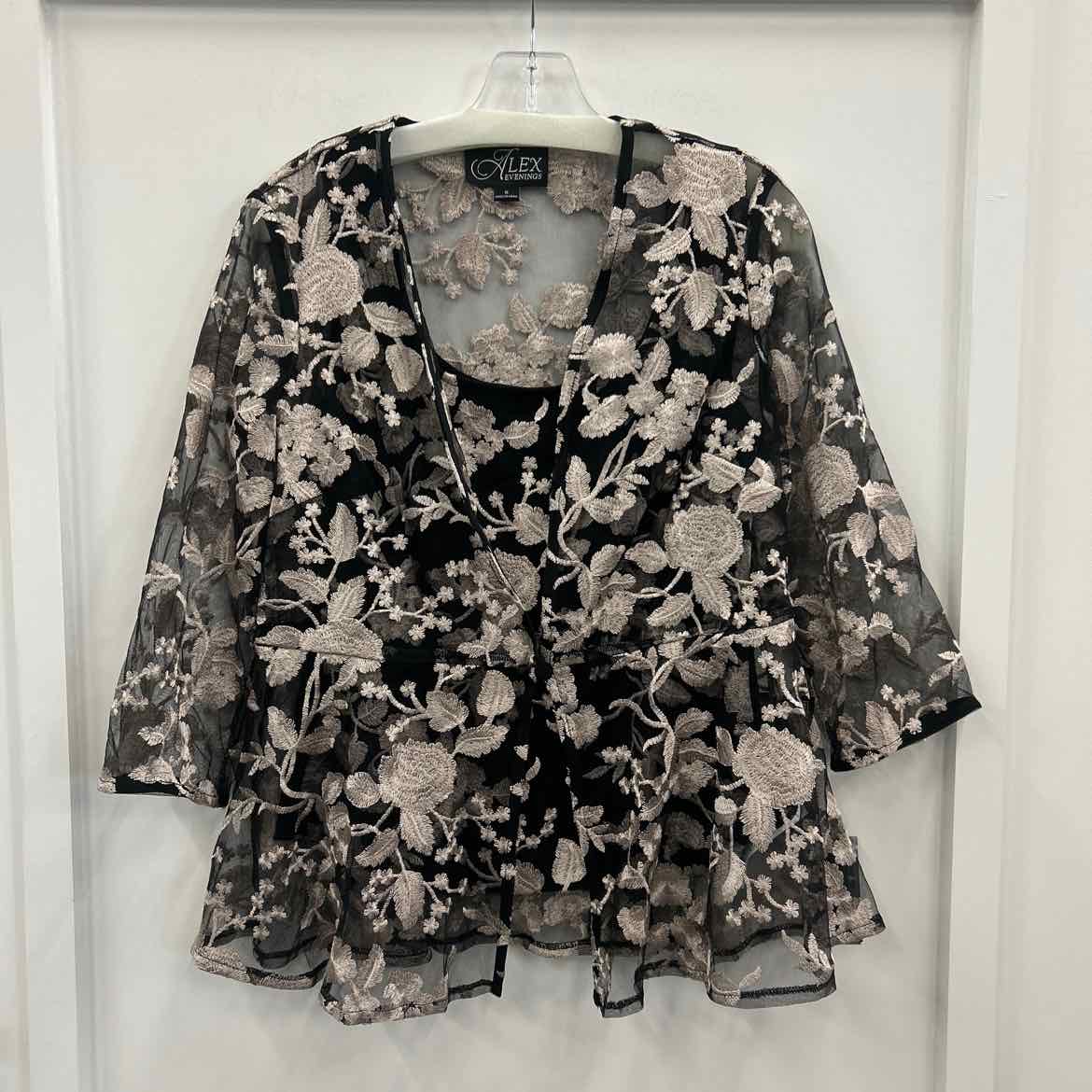 Alex Evenings Women's Printed Tulle Jacket & Top Set