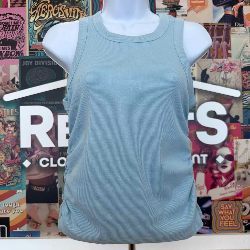 Rebellious One Size S Side Ruched Muscle Tank Top
