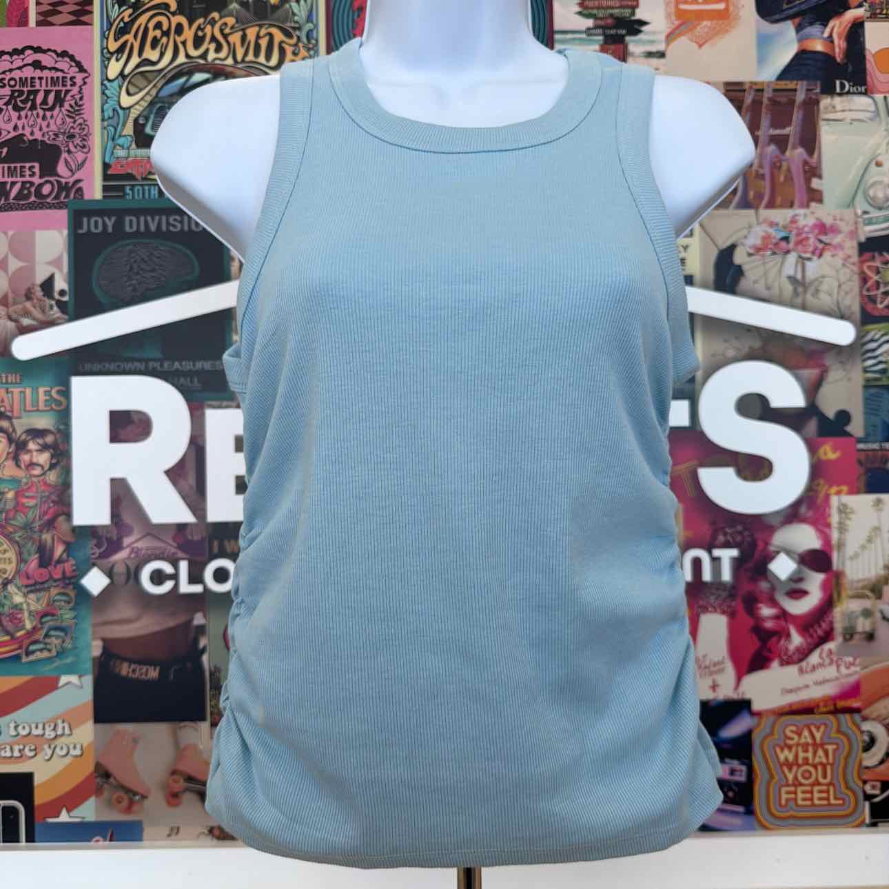 Rebellious One Size S Side Ruched Muscle Tank Top