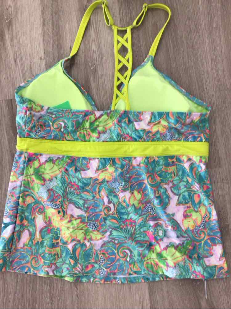 Title Nine Size XL Green & Yellow Swimsuit Bottom/Top