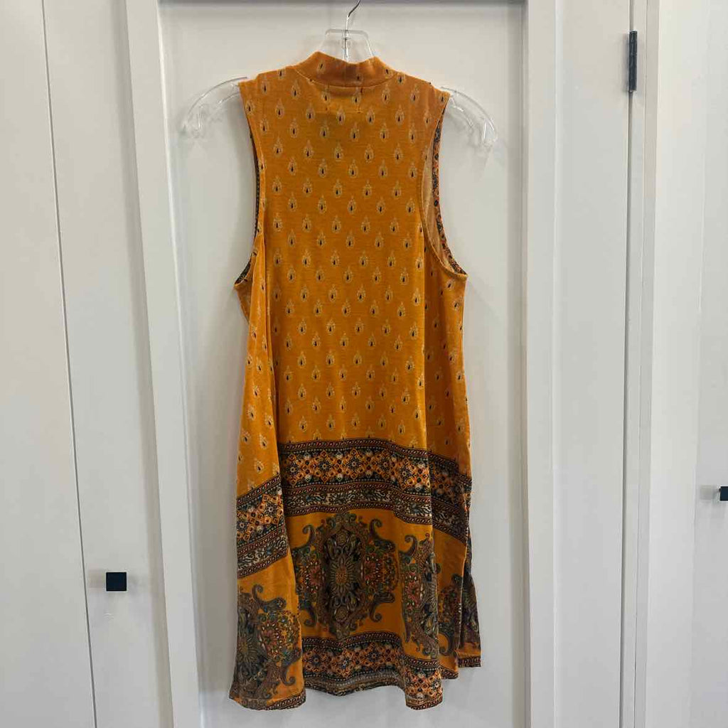 Angie Size L Gold Print sleeveless Dress