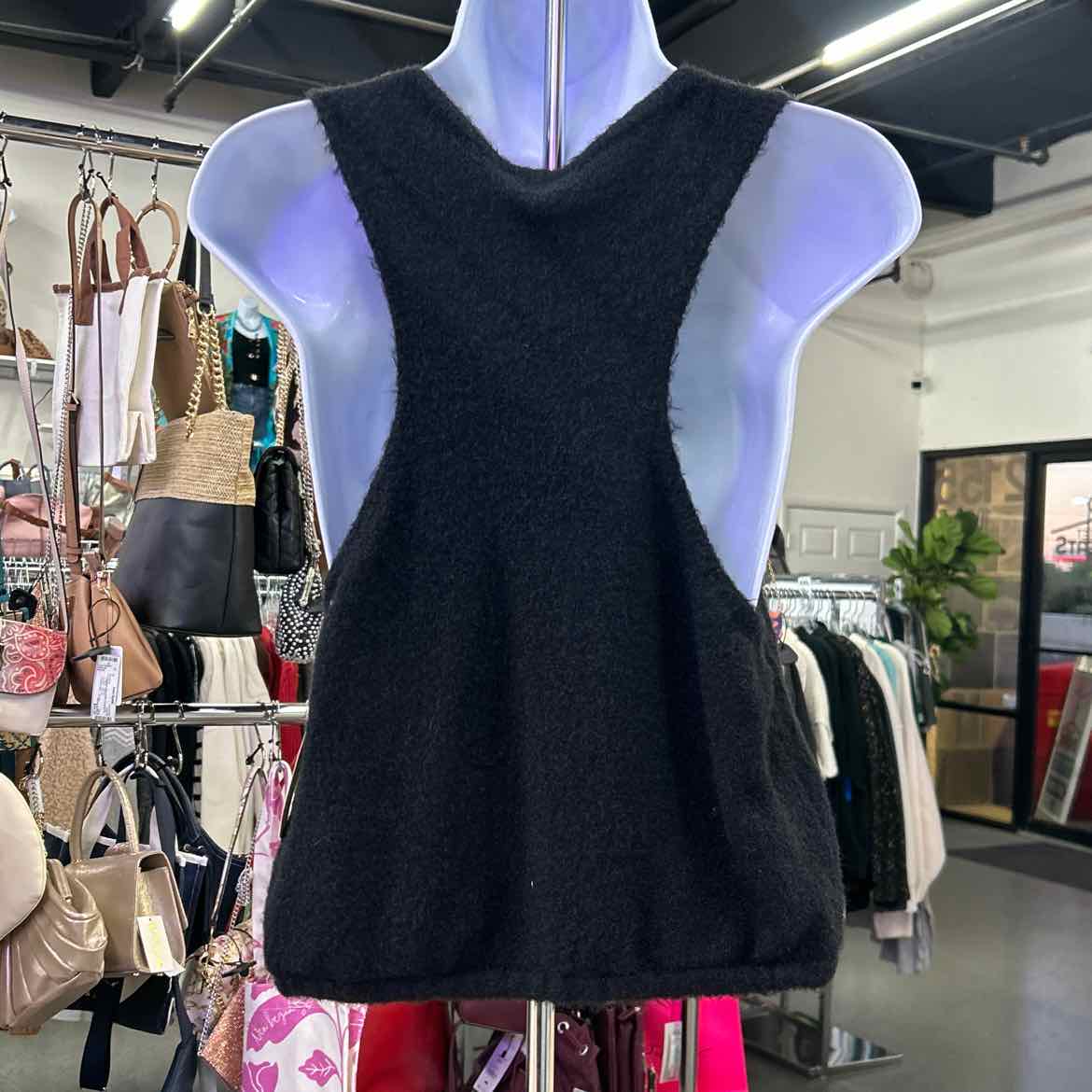 Free People Size M Black Fuzzy Tank