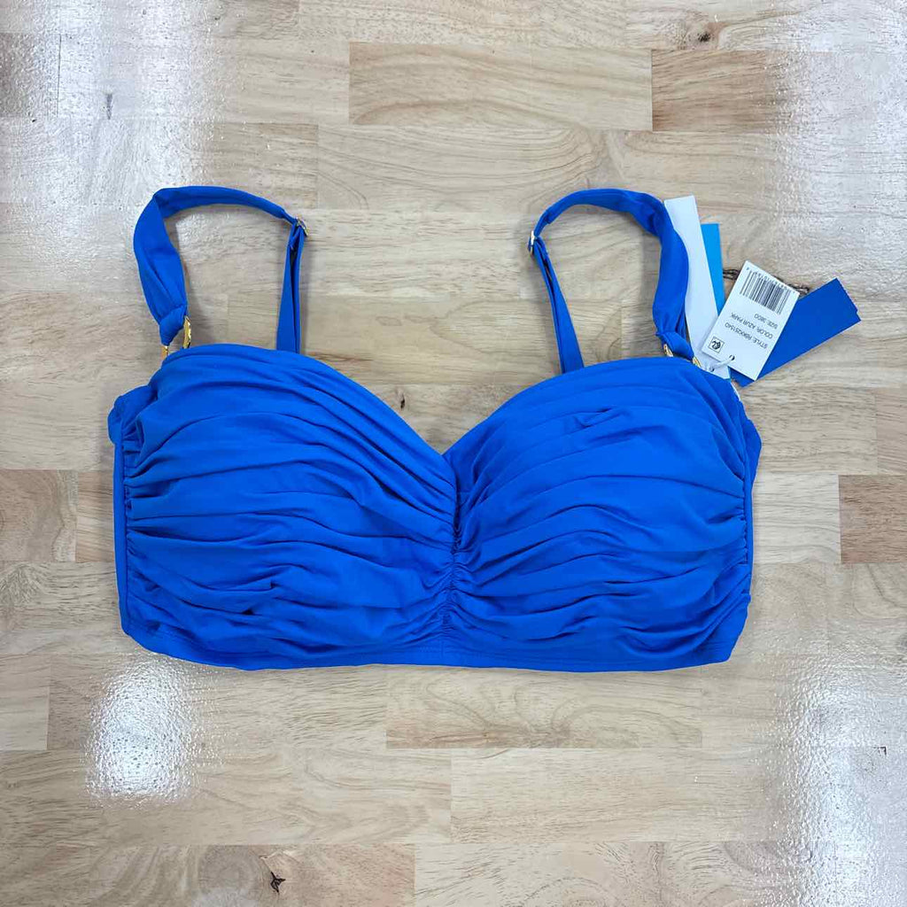 Bleu Size 38DD Shirred Bikini Top