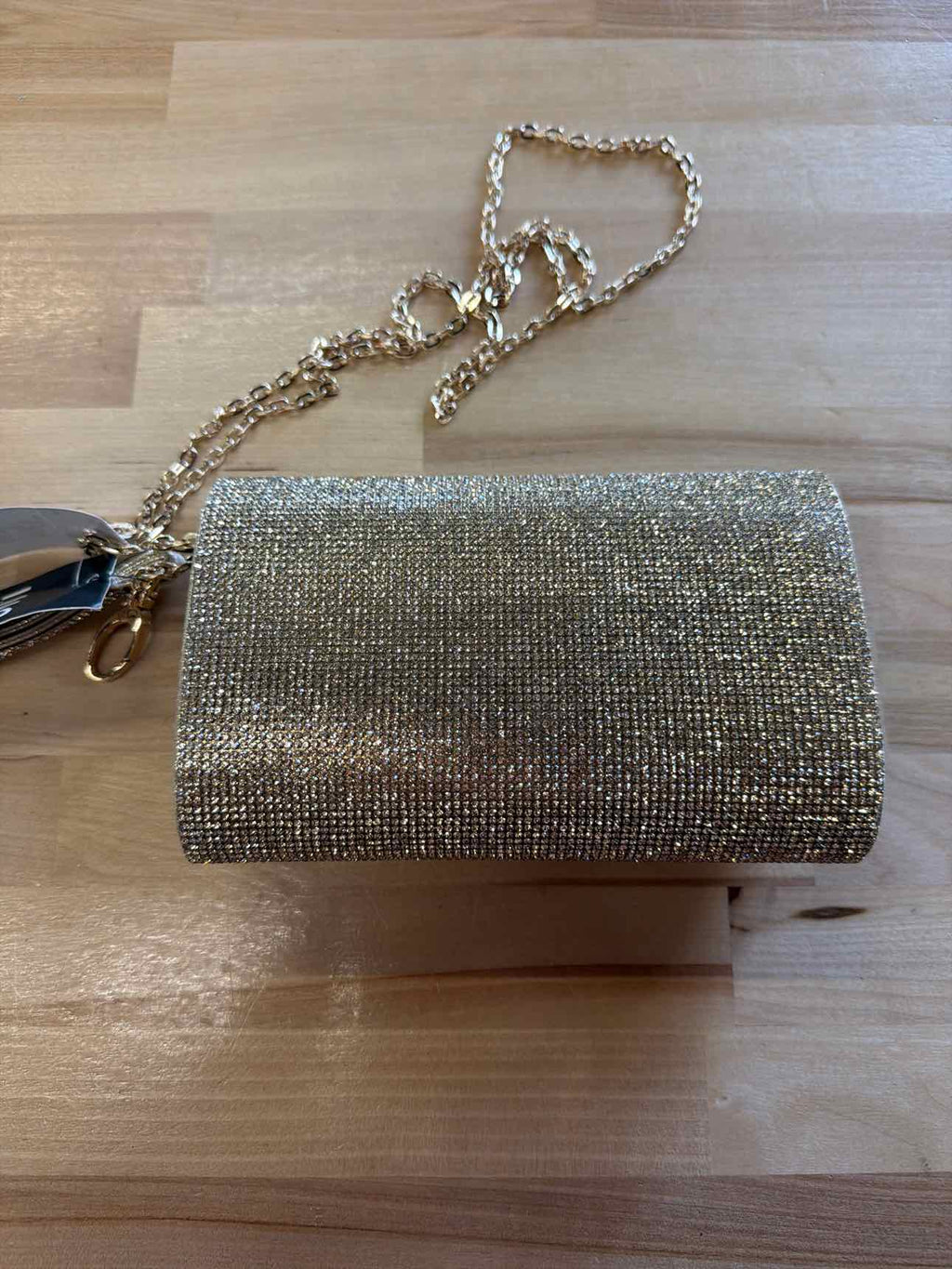 I.N.C. International Concepts Caitlin Satin and Crystal Clut Classic Gold NO SIZ