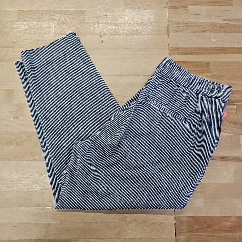 Banana Republic Size 10P Blue/White Linen Cotton Preloved Pants