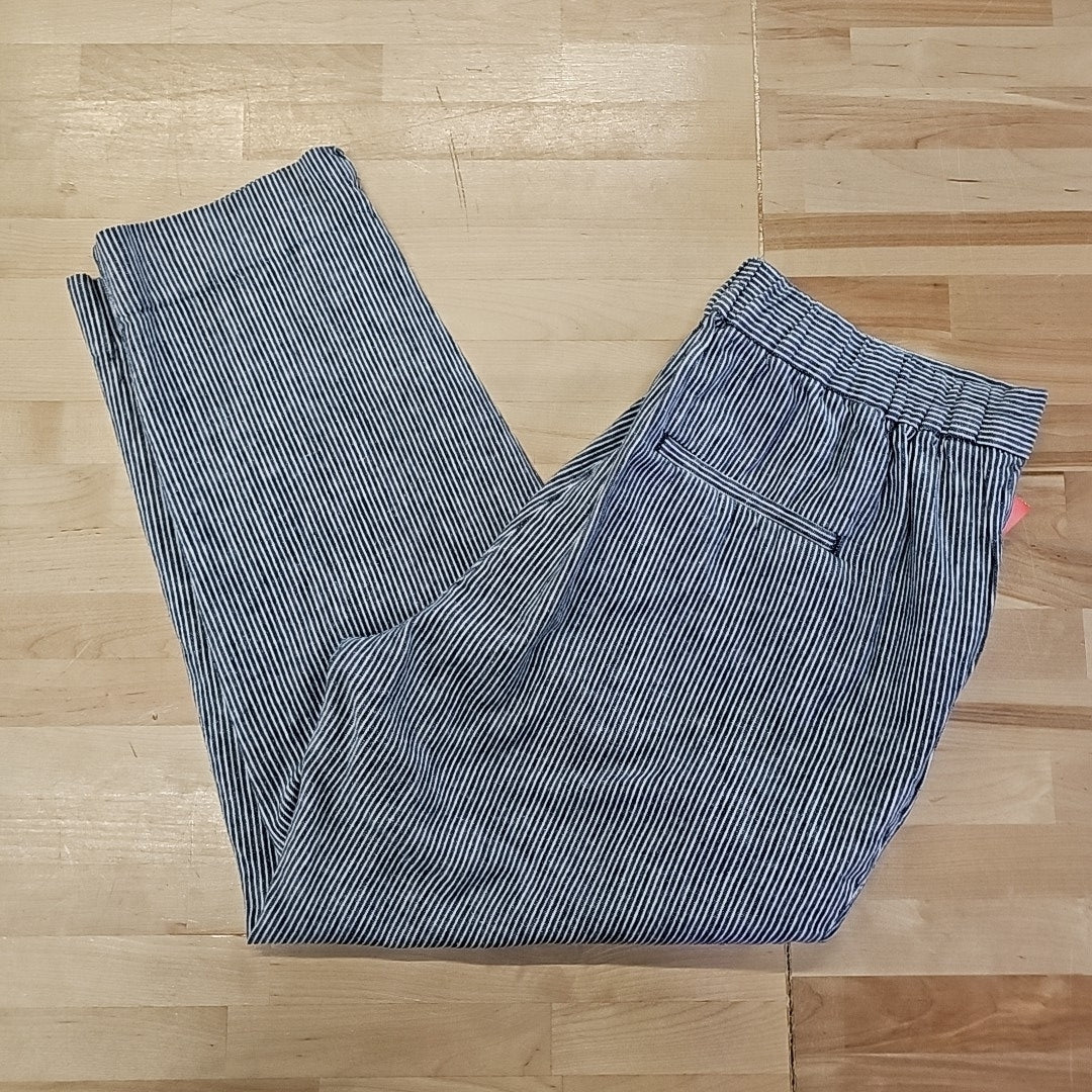 Banana Republic Size 10P Blue/White Linen Cotton Preloved Pants