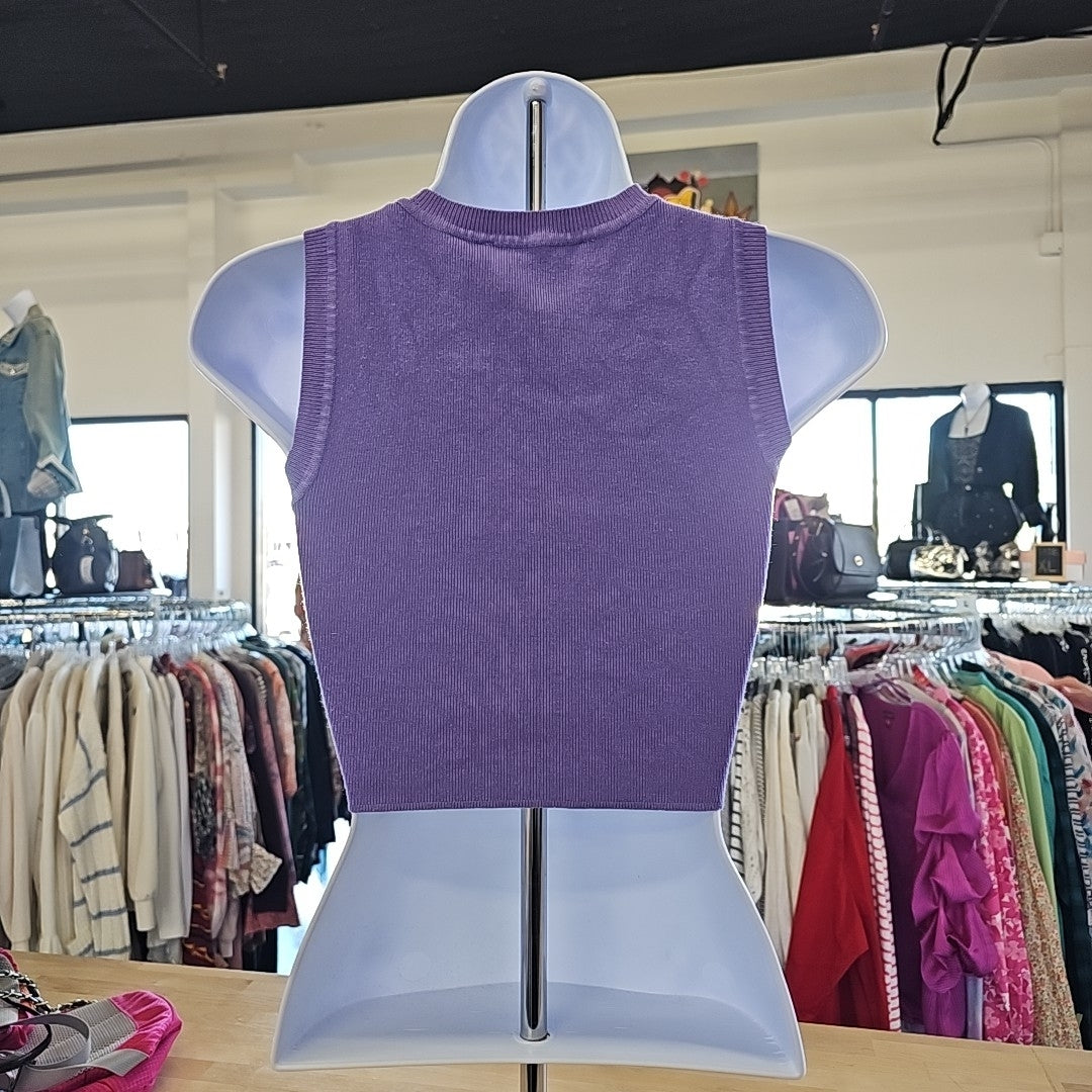 zara Size S Purple Crop Sleevless Sweater