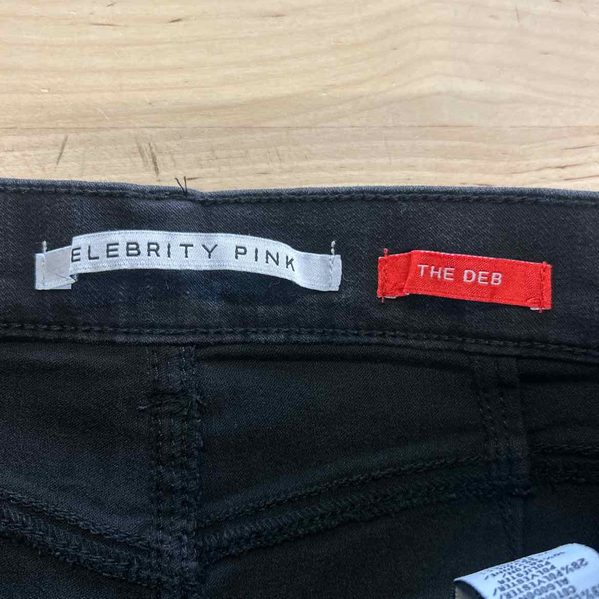 Juniors Celebrity Pink Curvy  Hi Rise Denim Jeans - Size 0 - black