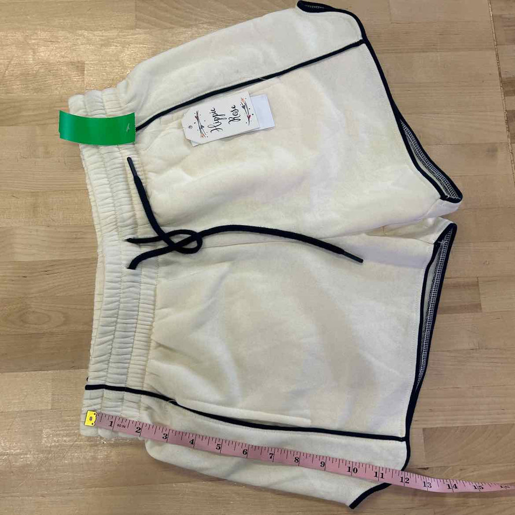 Hippie Rose Juniors' Contrast-Piped Pull-on Sweatshorts - White W/ Navy - M