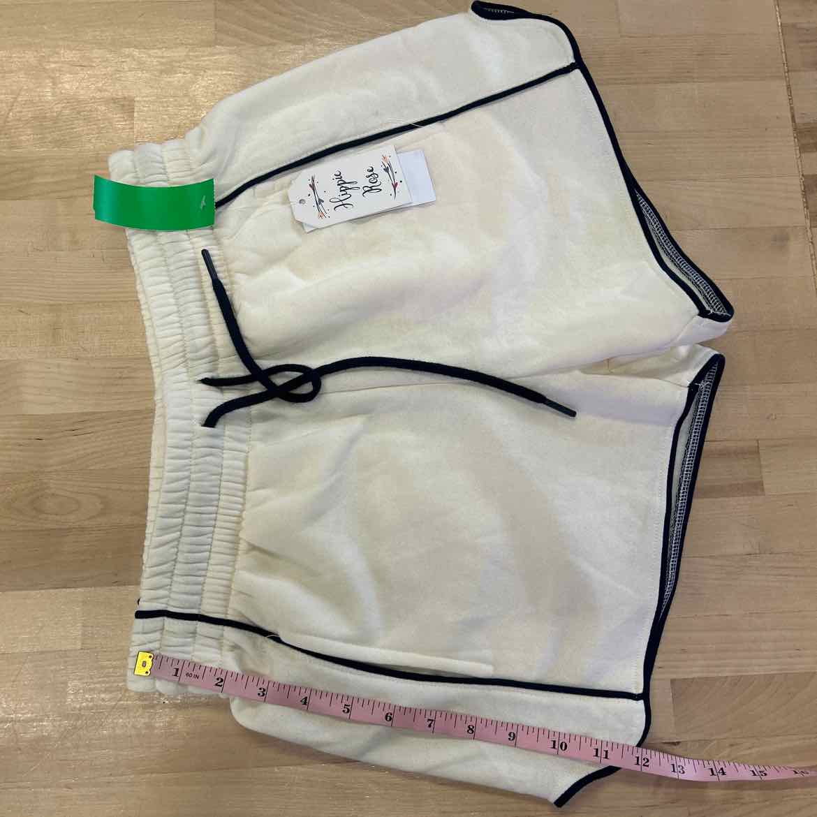 Hippie Rose Juniors' Contrast-Piped Pull-on Sweatshorts - White W/ Navy - M