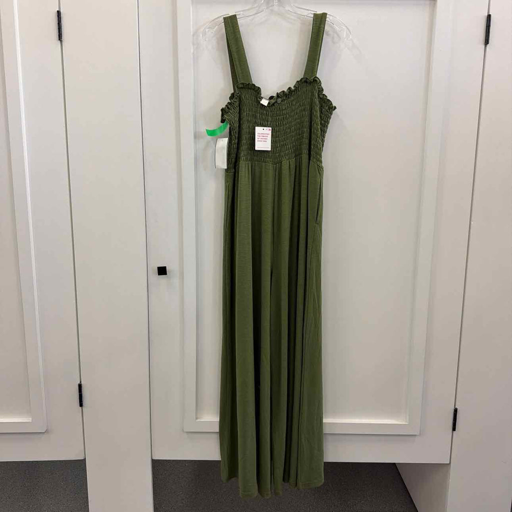 Roxy Just Passing by Smocked Jumpsuit - Loden Green