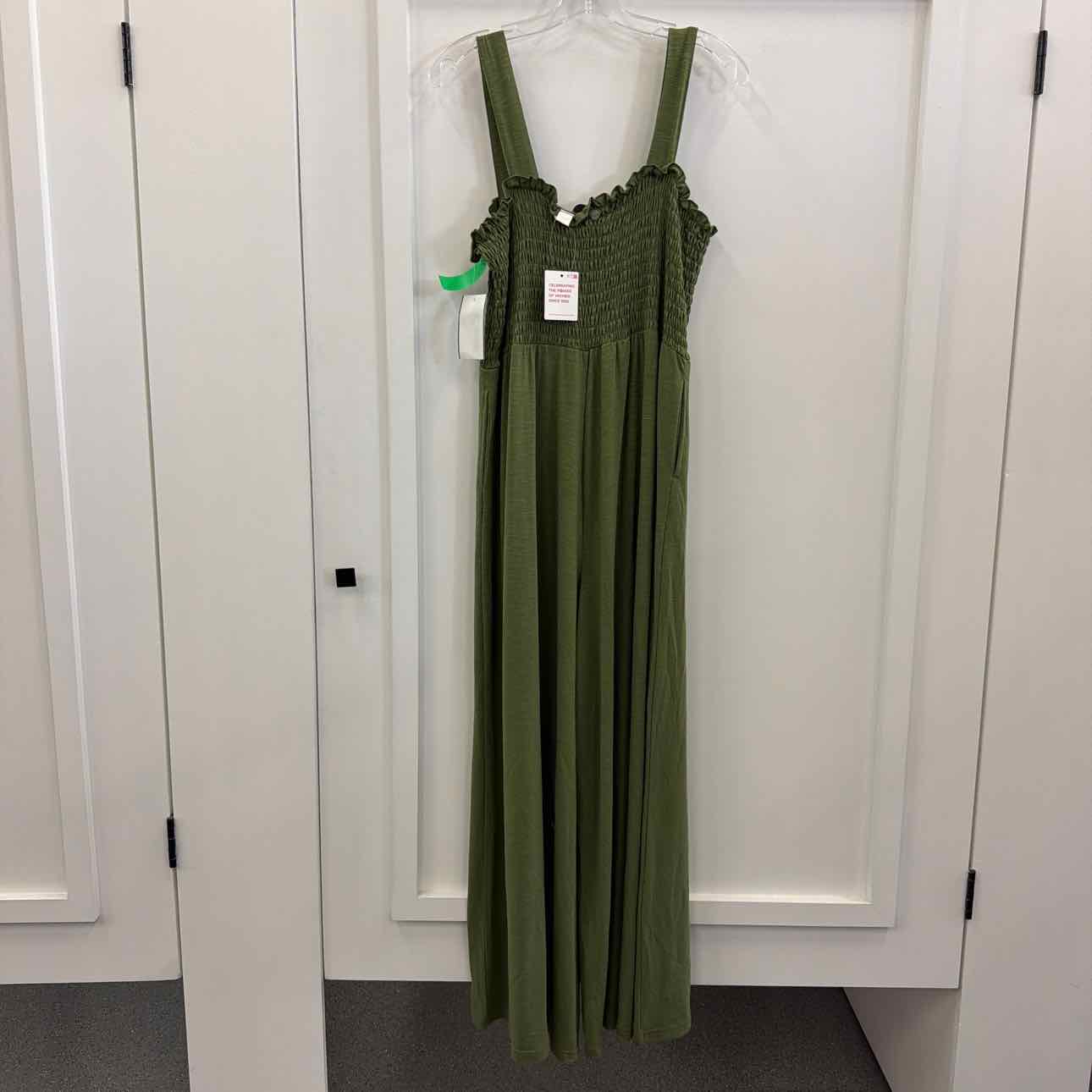 Roxy Just Passing by Smocked Jumpsuit - Loden Green
