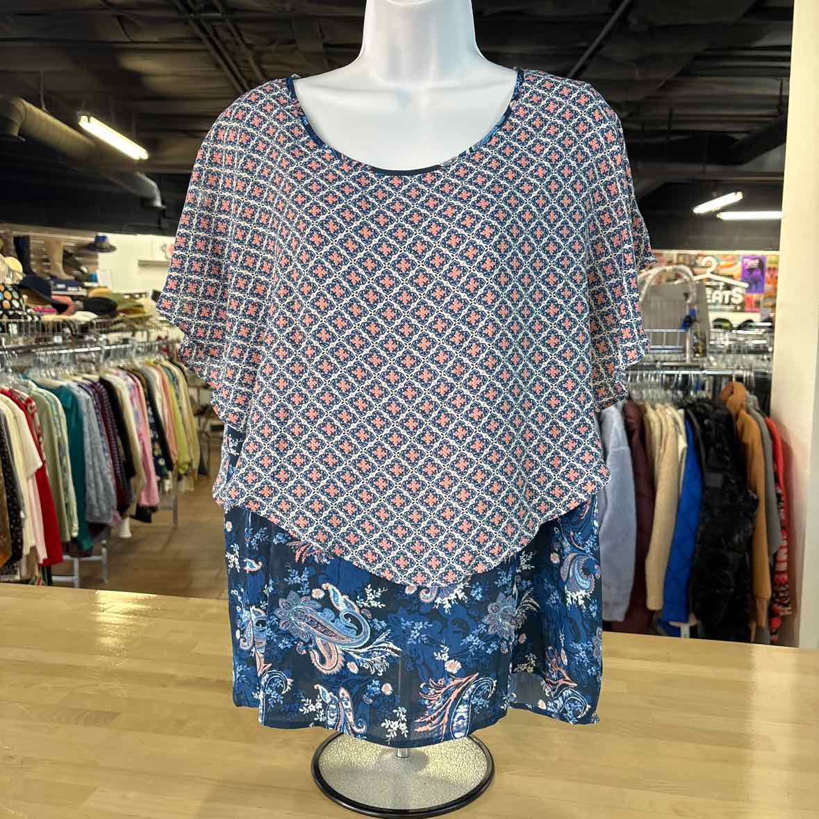 Notations Size PL Blue Pink Preloved Blouse SS