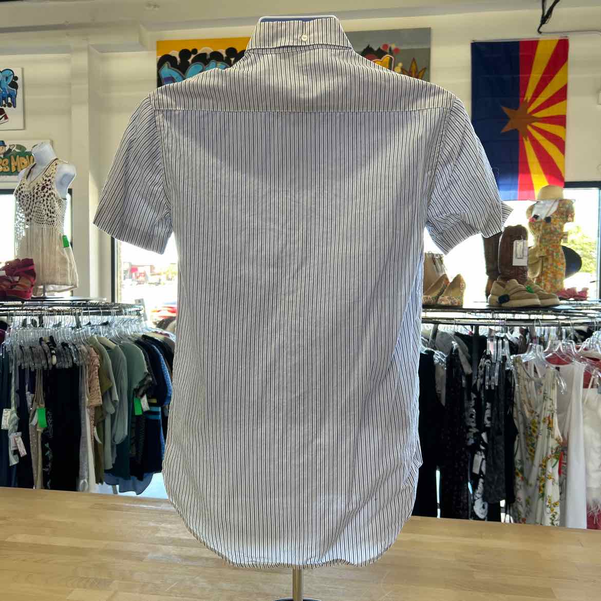 Overthrow Size S white blue Preloved MENS Button Down Shirt