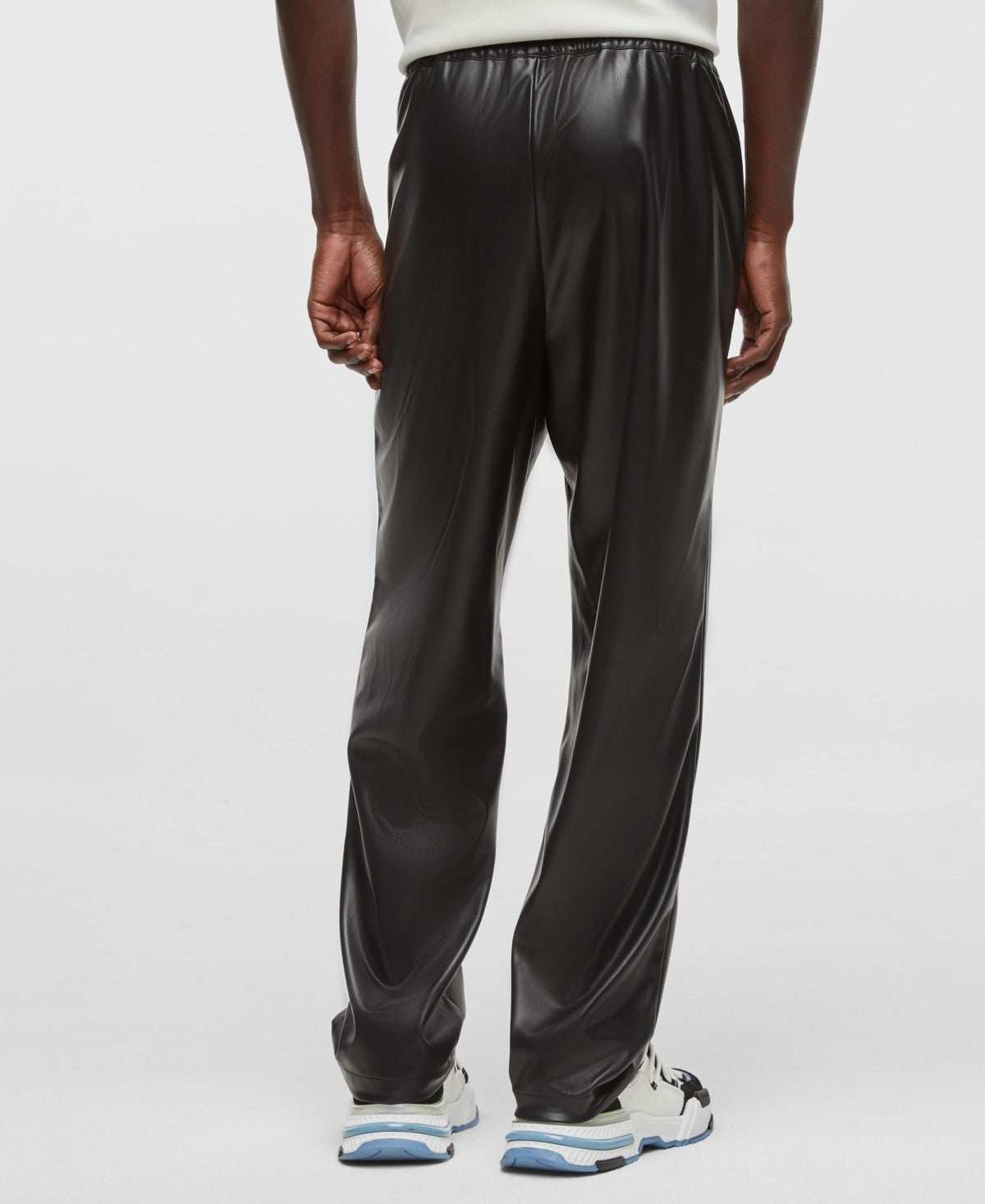 Mode of One Men's Relaxed-Fit Faux-Leather Pull-on Pants - Deep Black