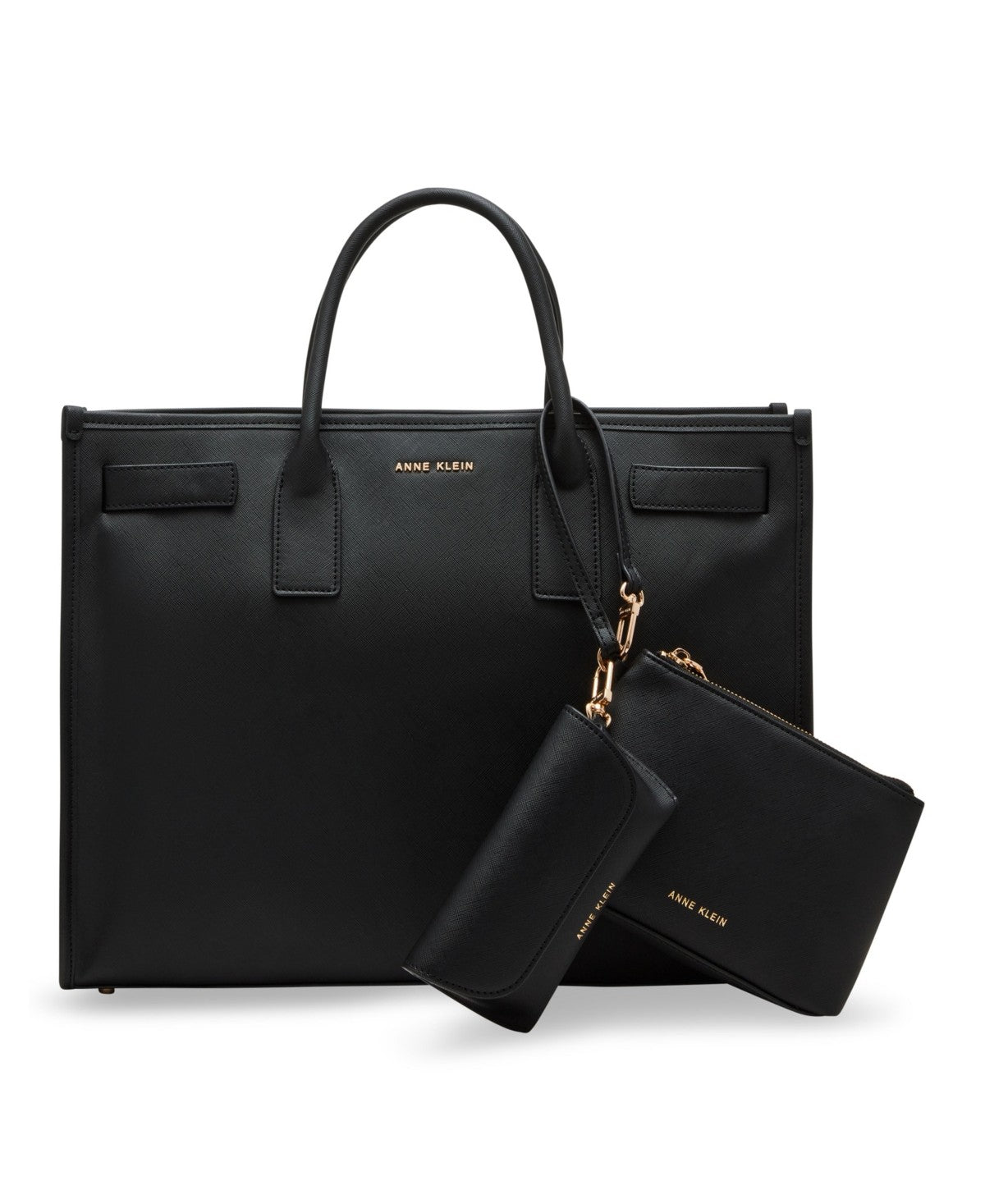 Anne Klein 3 Piece Work Bridge Snap Tote Bag - Black