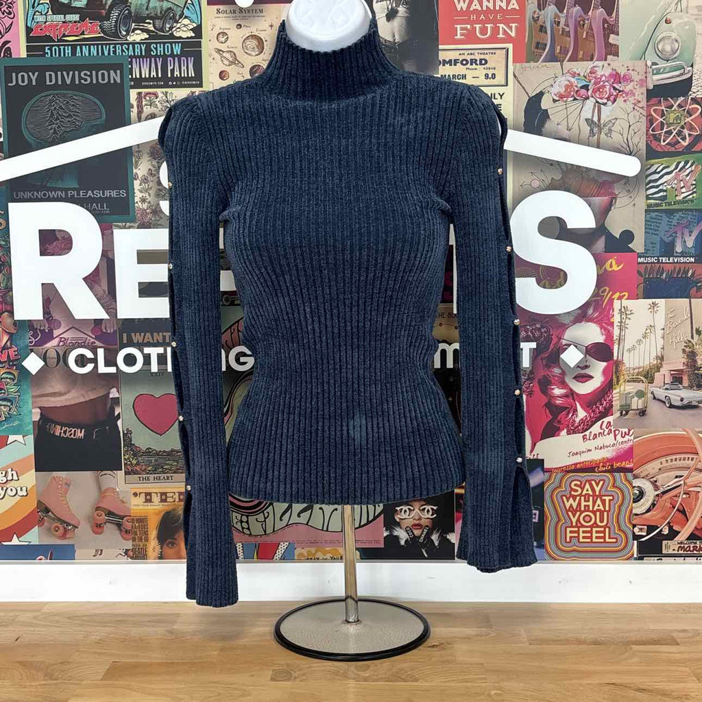 White House Black Market Size XS Blue Knit Preloved Sweater