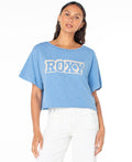 Roxy Juniors' Cotton Graphic Logo Crewneck Tee - Riviera Solid