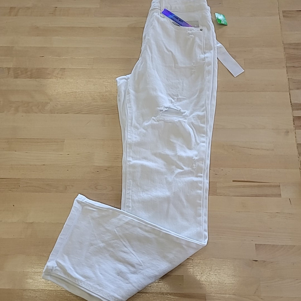 tinceltown Size 3 White  Relaxed Ripped High-Rise Straight-Leg Jeans  NWT