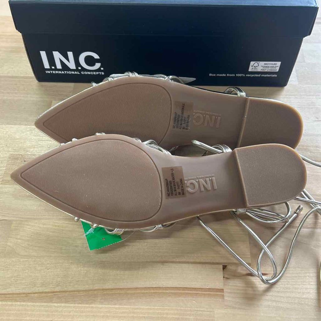 I.n.c. International Concepts Women's Kharmaa Lace-up Flat Sandals - Gold - 9