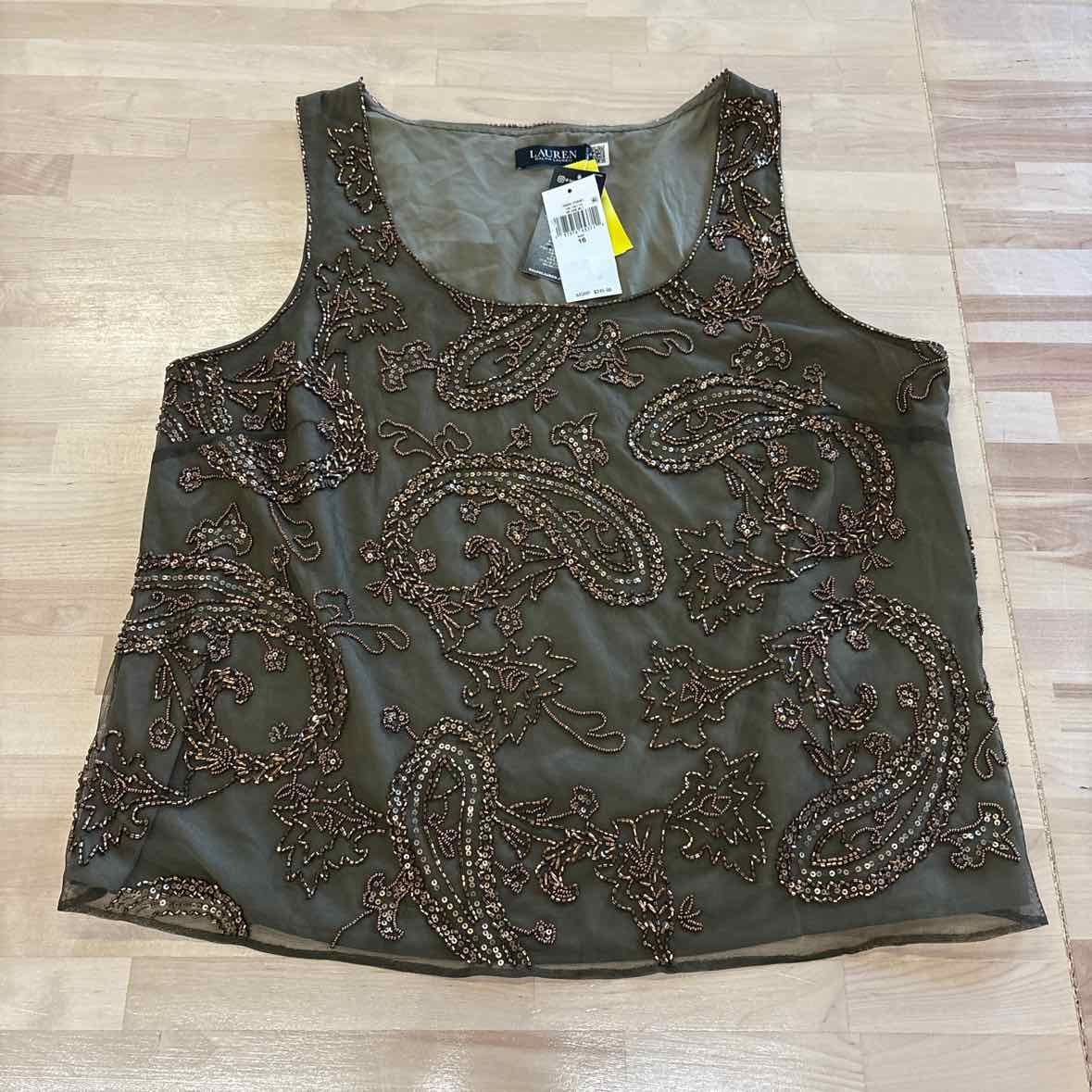 Ralph Lauren Size 16 Green Beaded Tank