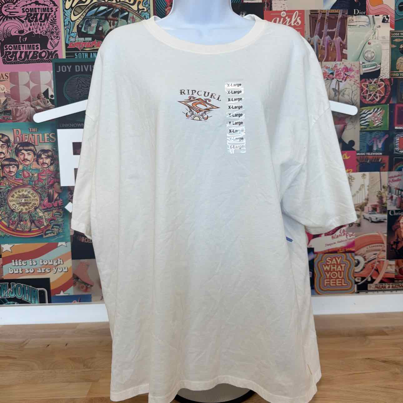 Rip Curl Size XL Cotton Butterfly Crewneck T-Shirt - Bone