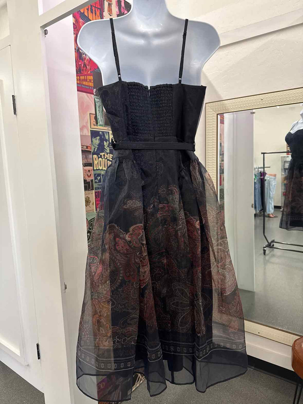 BCBG Size 4 Navy Sweetheart Neck Midi Dress NWOT