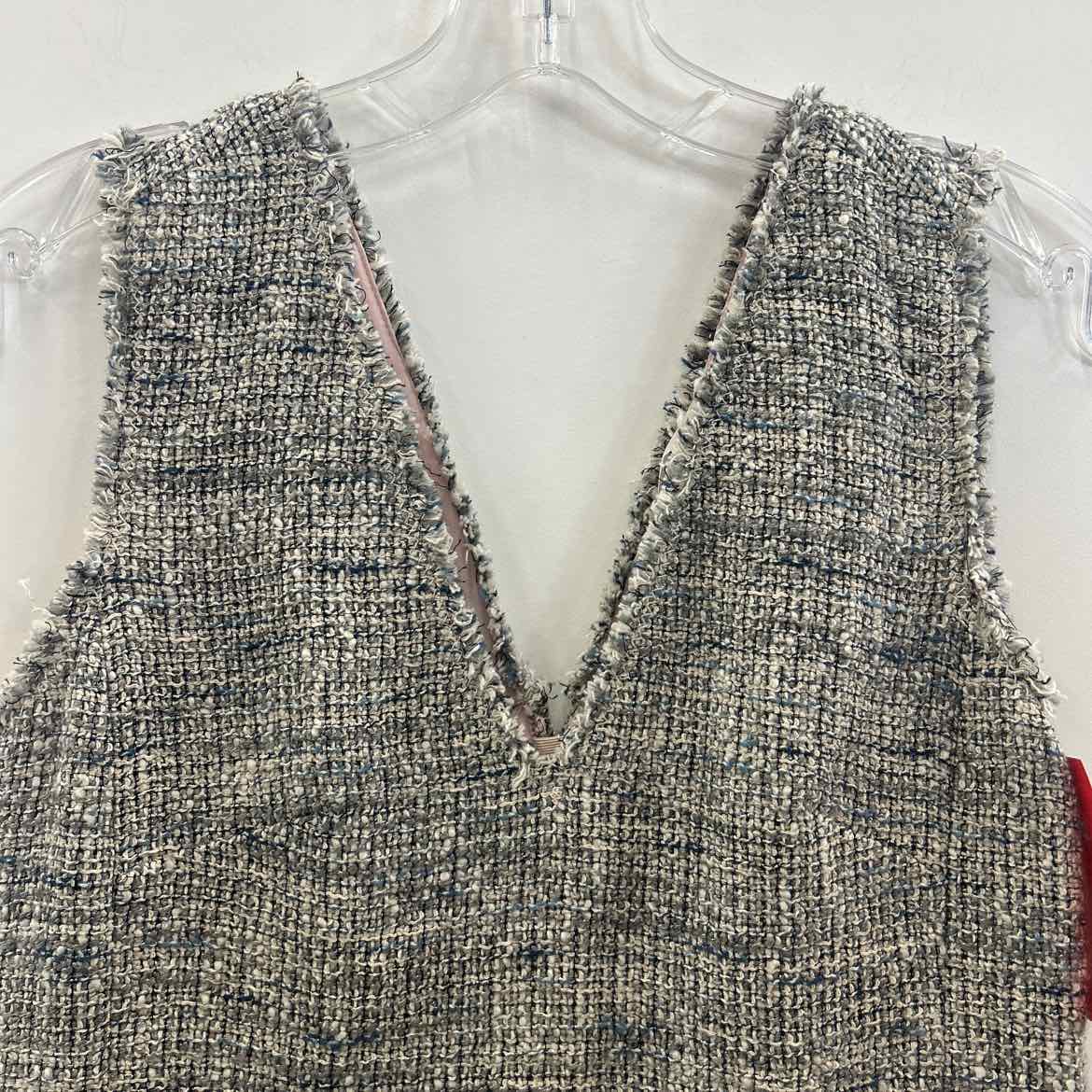 Rebecca Taylor Size 0 Gray Tweed Sleeveless V-Neck Dress