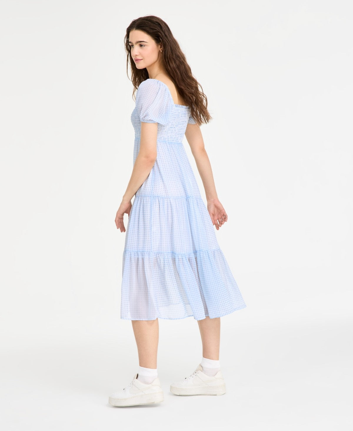 celeb midi dress Celebrity Pink Juniors' Smocked Puff-Sleeve Midi Dress