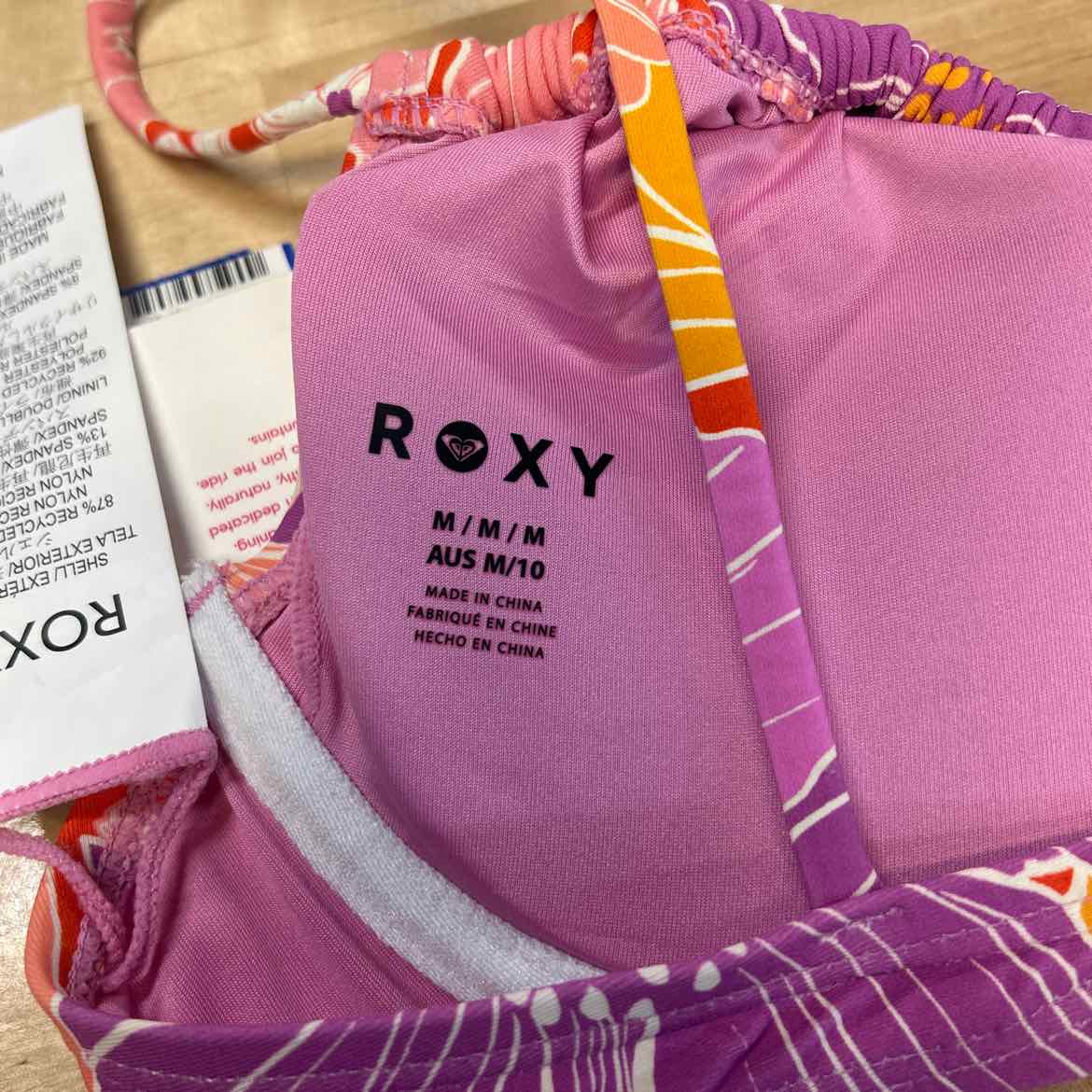 Women's Roxy Ruched Swim Bikini Top Juniors Medium Multi