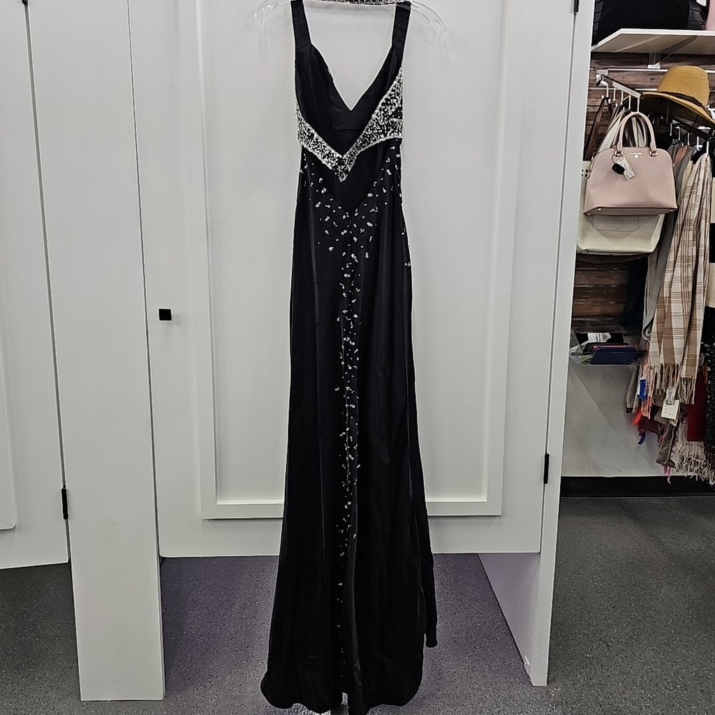 Mori Lee Size 3/4 Black Used Formal Halter Prom Dress