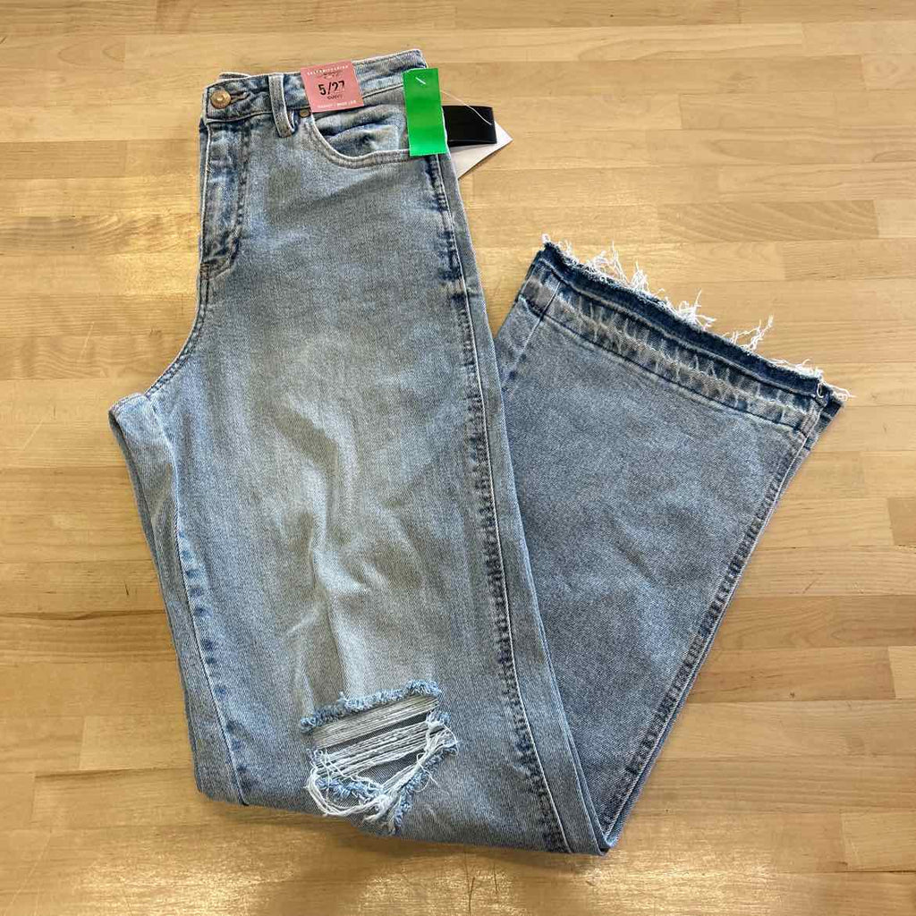 Juniors Celebrity Pink Baggy High Rise Raw Hem Jeans