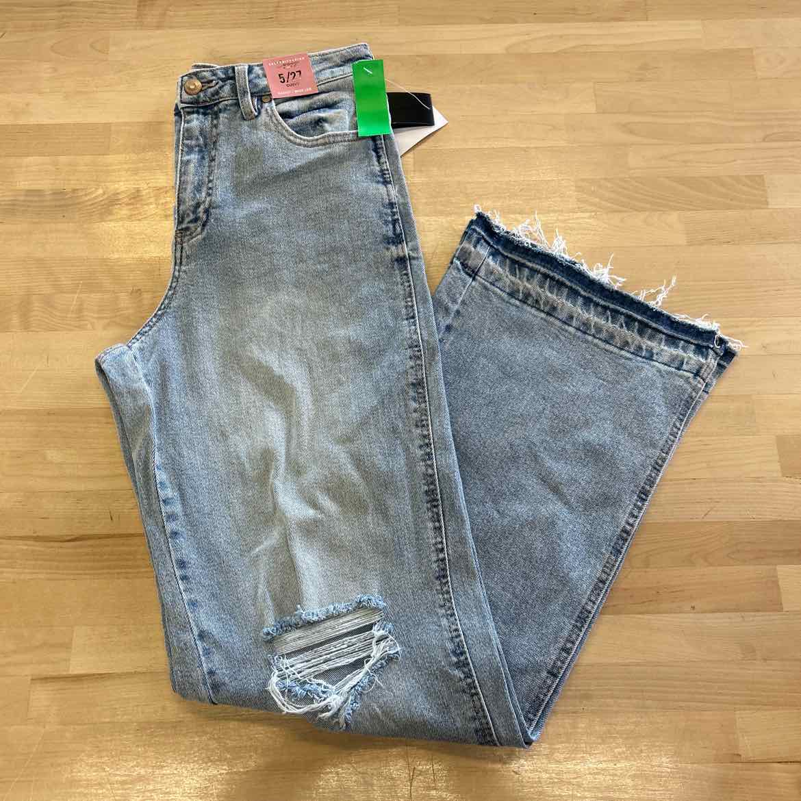 Juniors Celebrity Pink Baggy High Rise Raw Hem Jeans