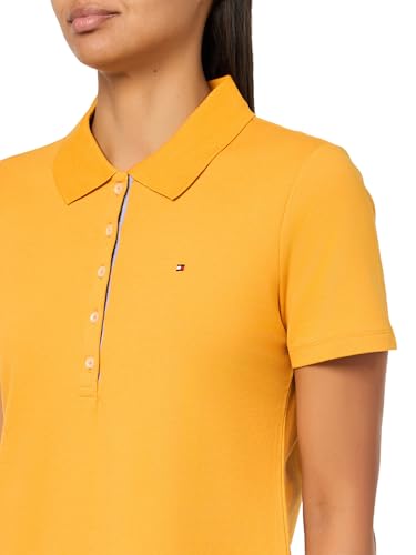 Tommy Hilfiger Womens Short Sleeve Solid Cotton Pique Sportswear Top, Sunflower,