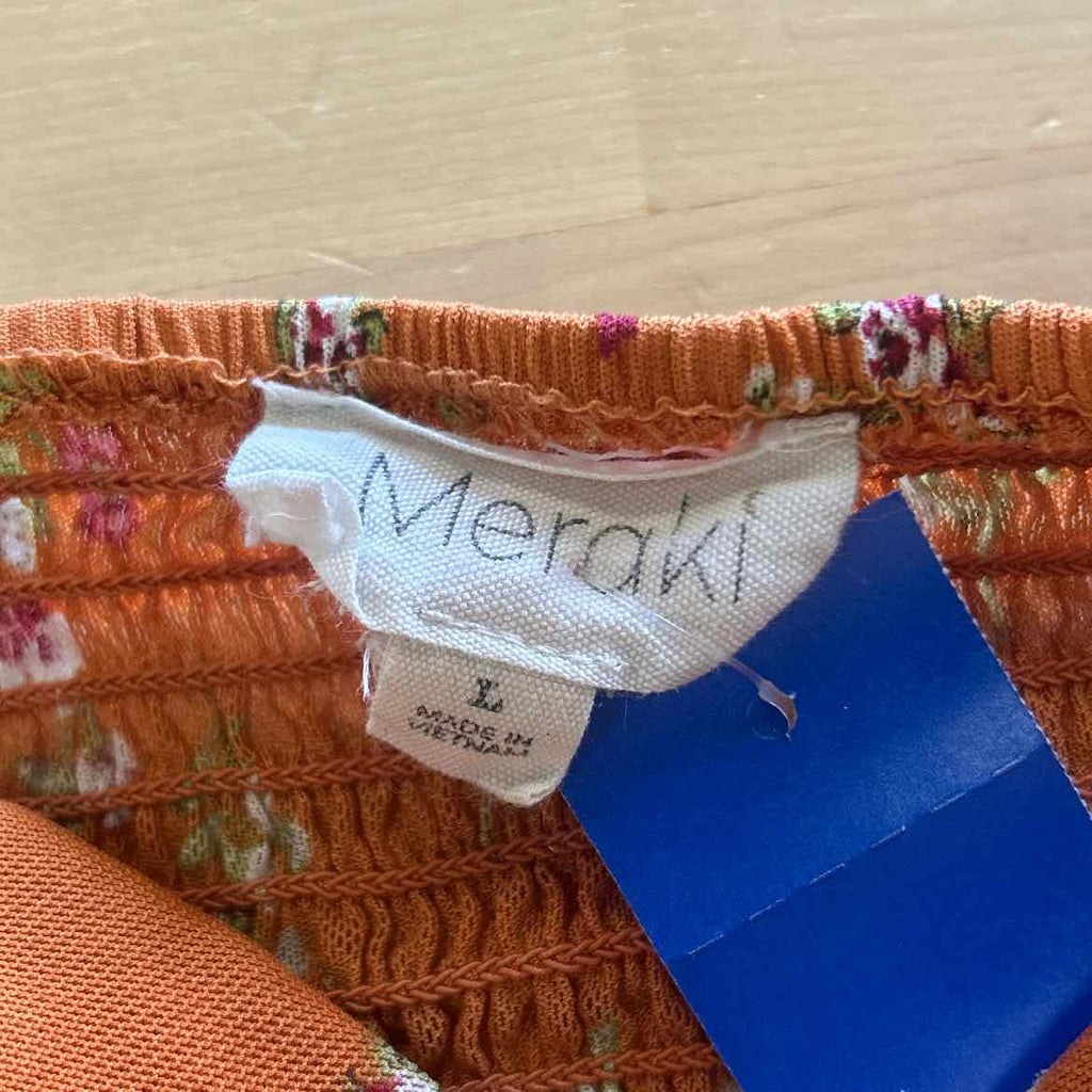 Meraki Size L Orange Mesh Preloved Blouse SS
