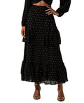 Astr the Label Women's Nix Tiered Embellished Skirt - Black Gold Lurex