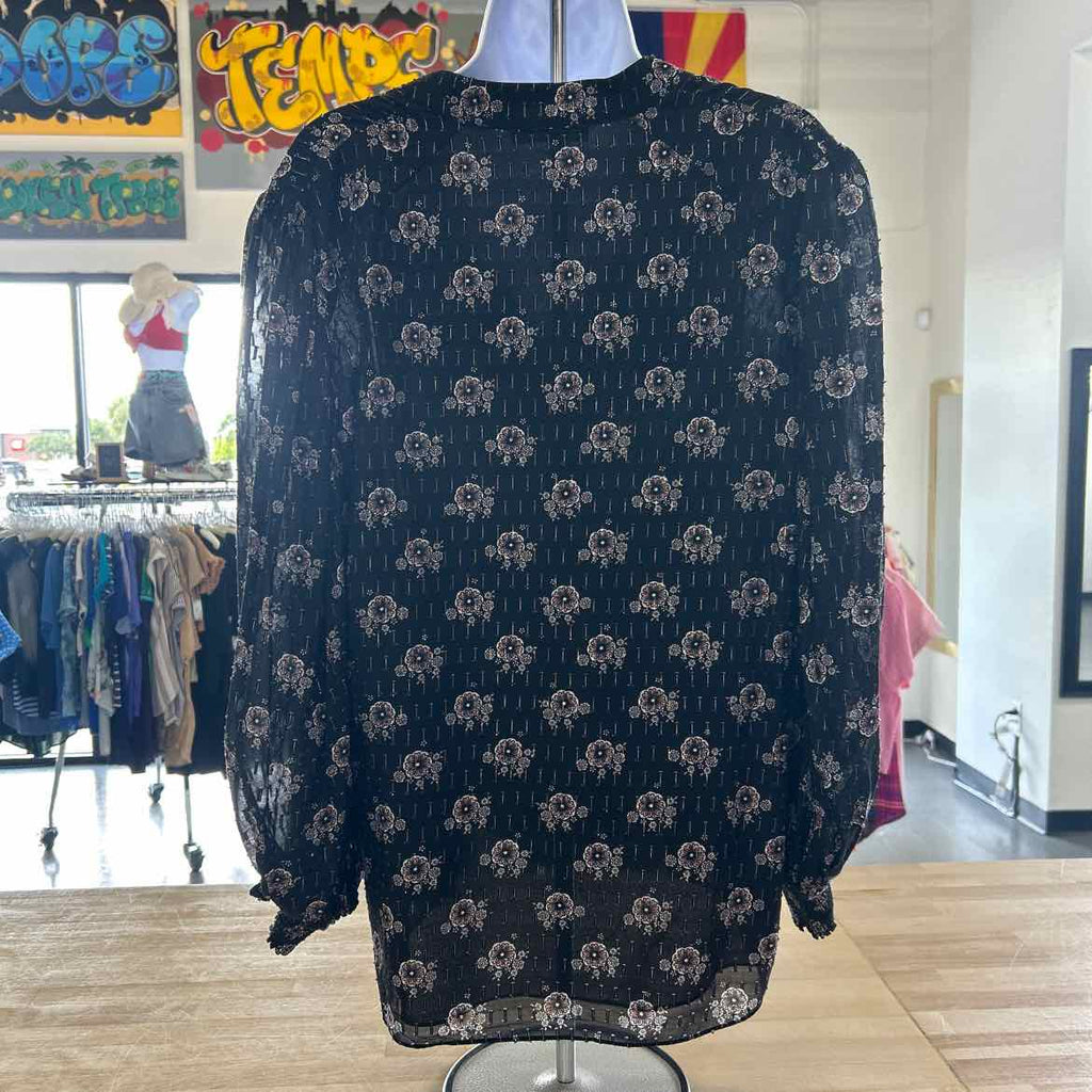 Elie Tahari Size L Black Preloved Blouse LS